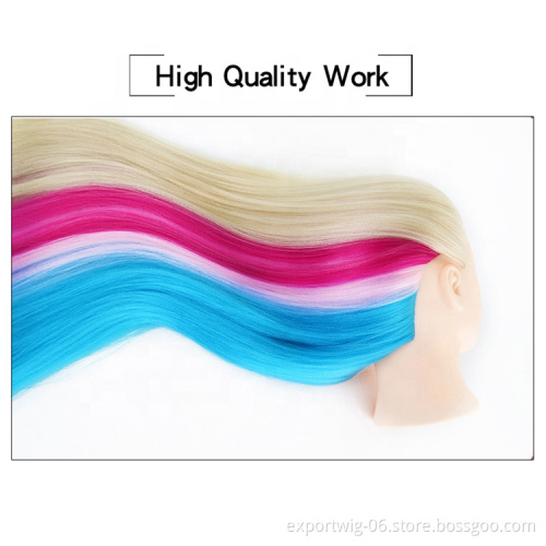 Colorful Synthetic Hair Mannequin Head For Hairstyles Hairdressing Training Head Nice Doll Heads For synthetic braiding hair